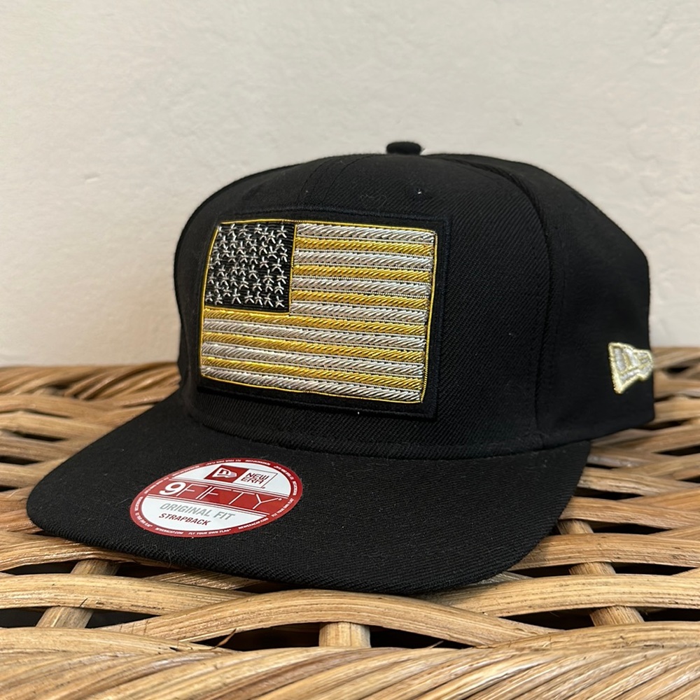 New era one of a kind USA flag gold 9fifty leather closure